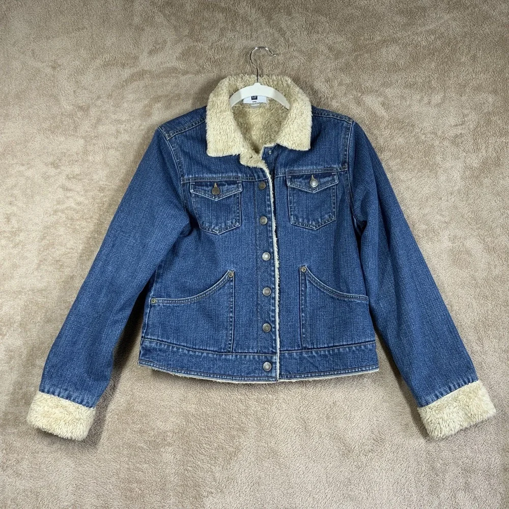 VTG Gap Kids‎ XXL Sherpa Lined Denim Jacket Chore Barn Coat EUC